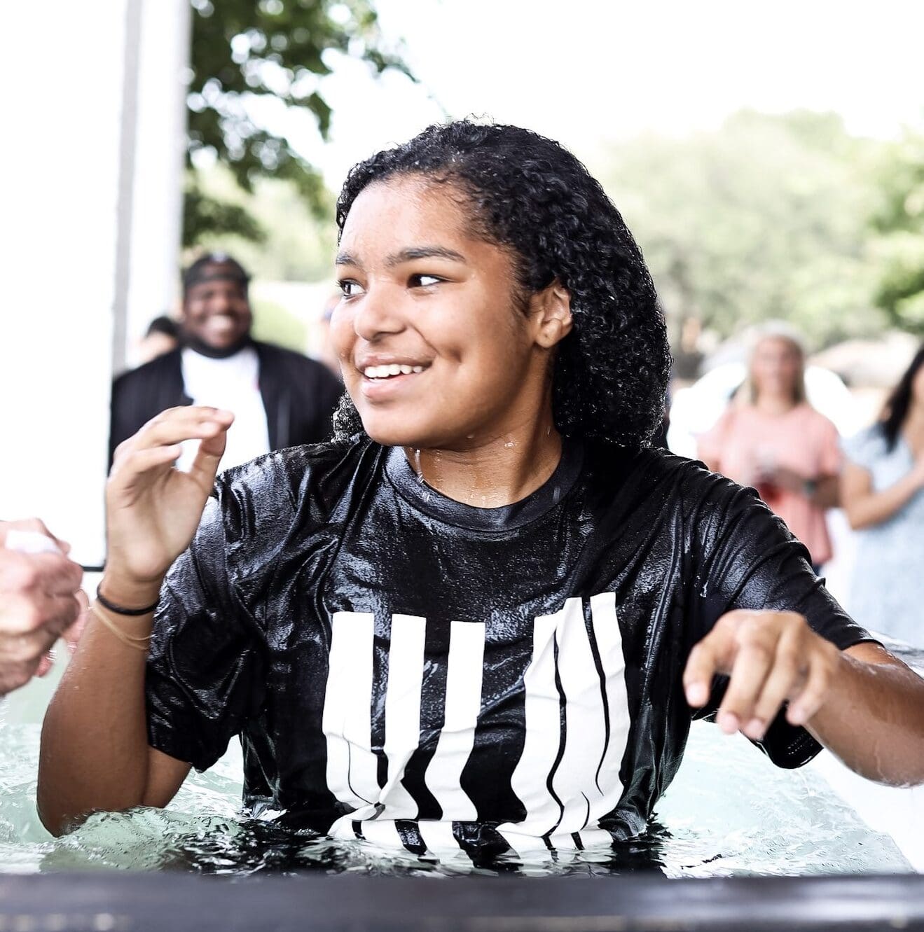 Woman Enjoying Water Baptism Woman Enjoying Water Baptism